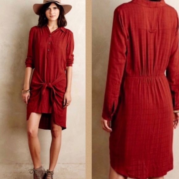 Anthropologie Maeve Bloomsbury Rust Dress Size 8 - Picture 2 of 7